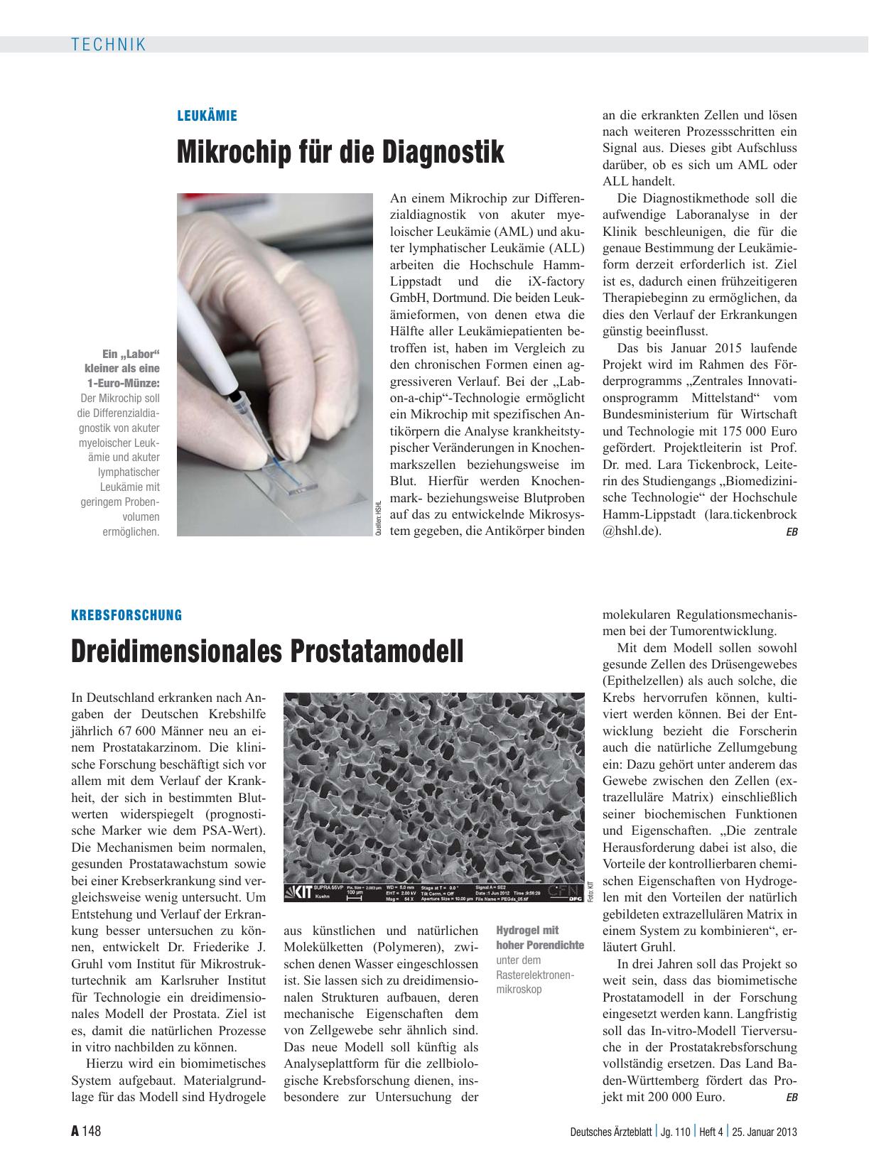 Vorschauseite 1: Leukämie: Mikrochip für die Diagnostik