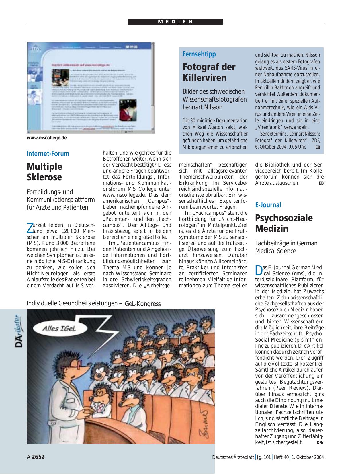 Vorschauseite 1: E-Journal: Psychosoziale Medizin