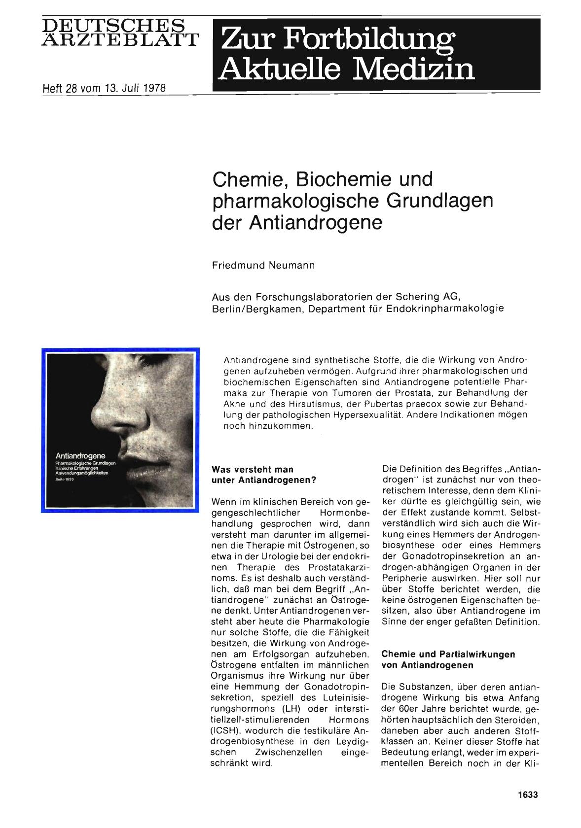Vorschauseite 1: Chemie, Biochemie und pharmakologische Grundlagen der Antiandrogene
