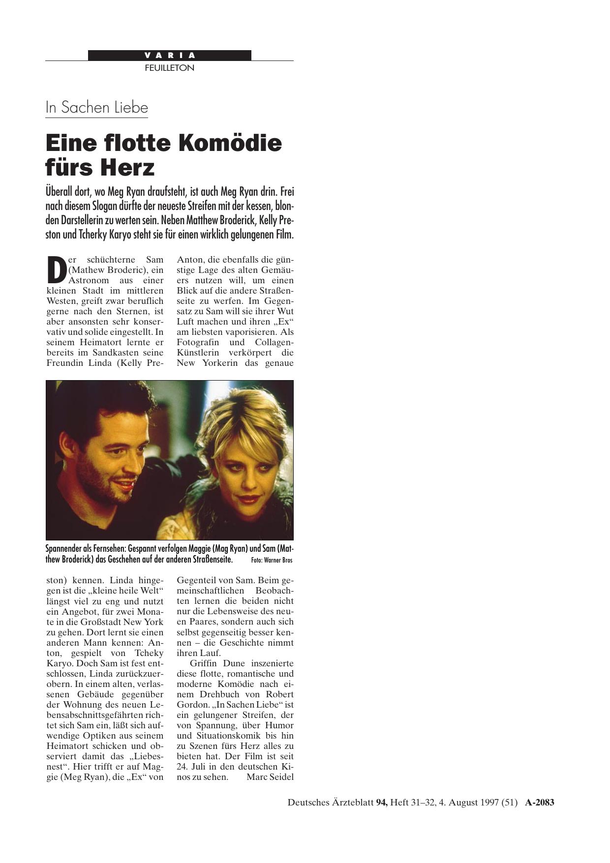Vorschauseite 1: In Sachen Liebe: Eine flotte Komödie fürs Herz