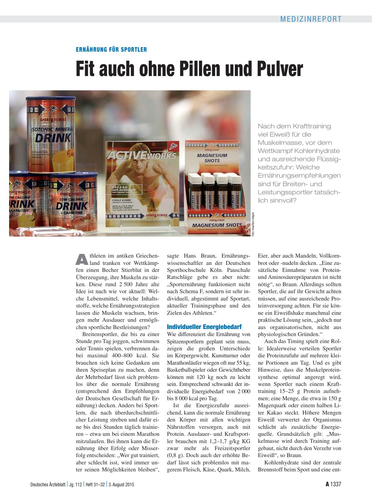 Vorschauseite 1: Ernährung für Sportler: Fit auch ohne Pillen und Pulver