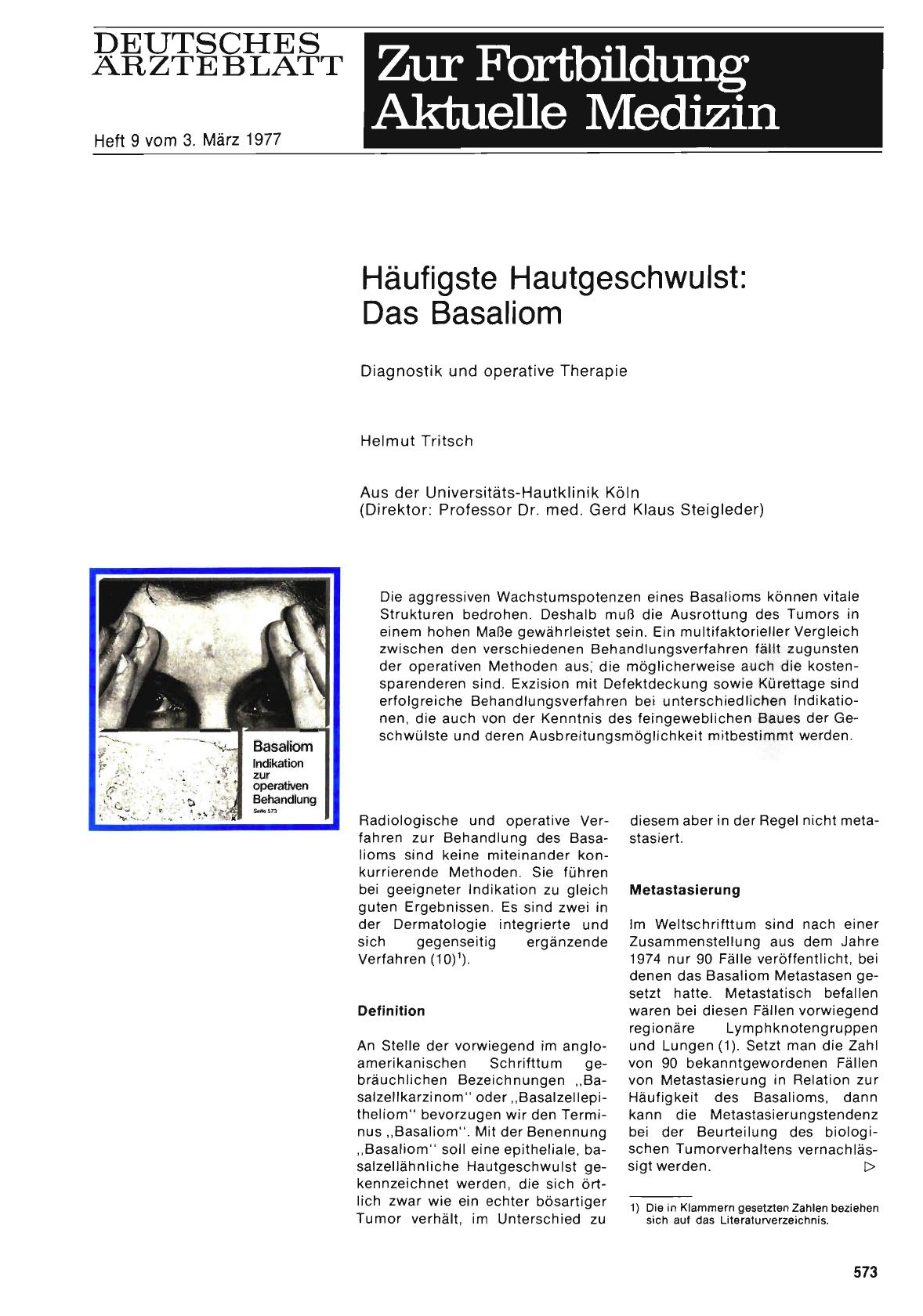 Vorschauseite 1: Häufigste Hautgeschwulst: Das Basaliom