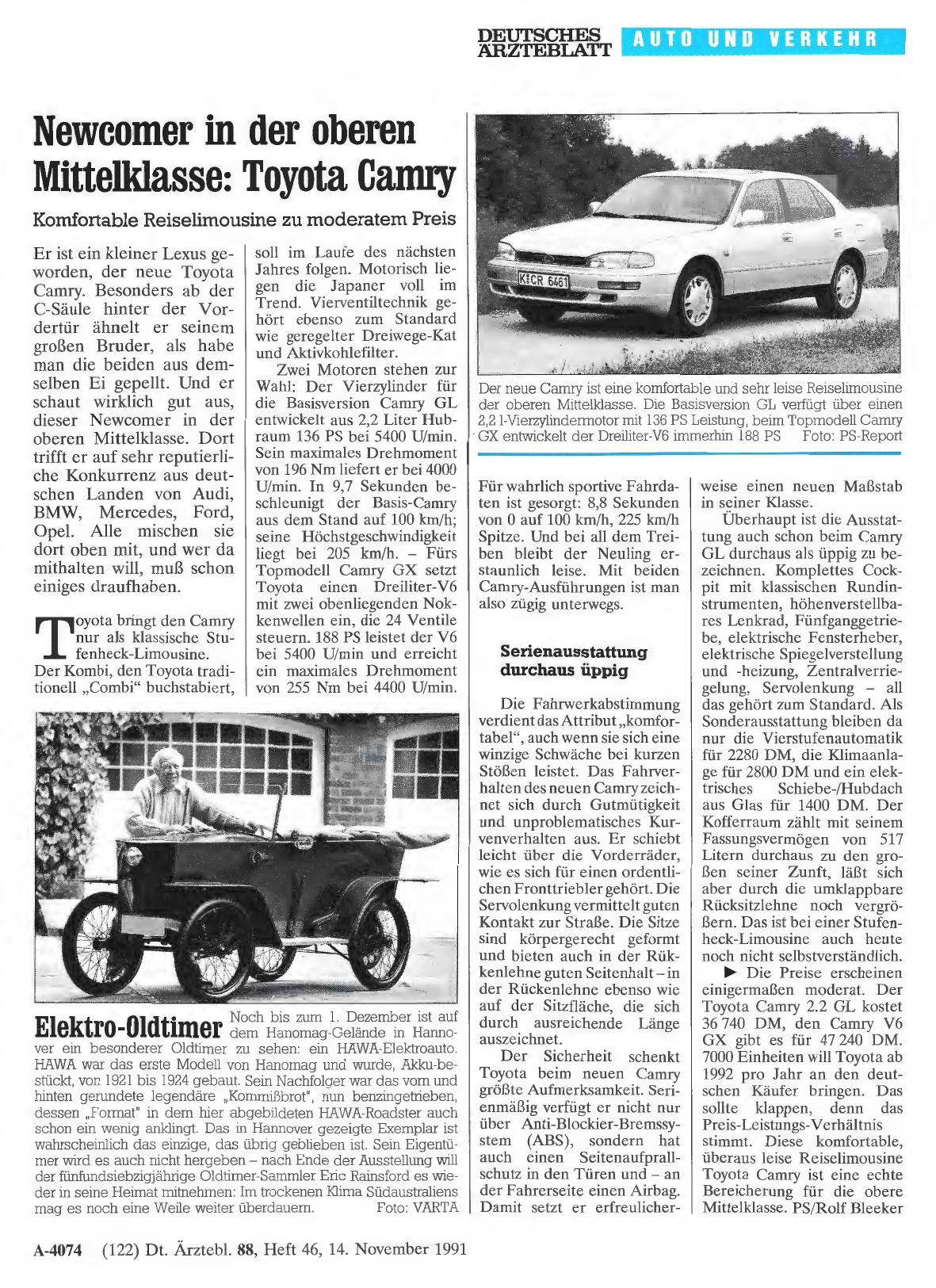 Vorschauseite 1: Newcomer in der oberen Mittelklasse: Toyota Camry