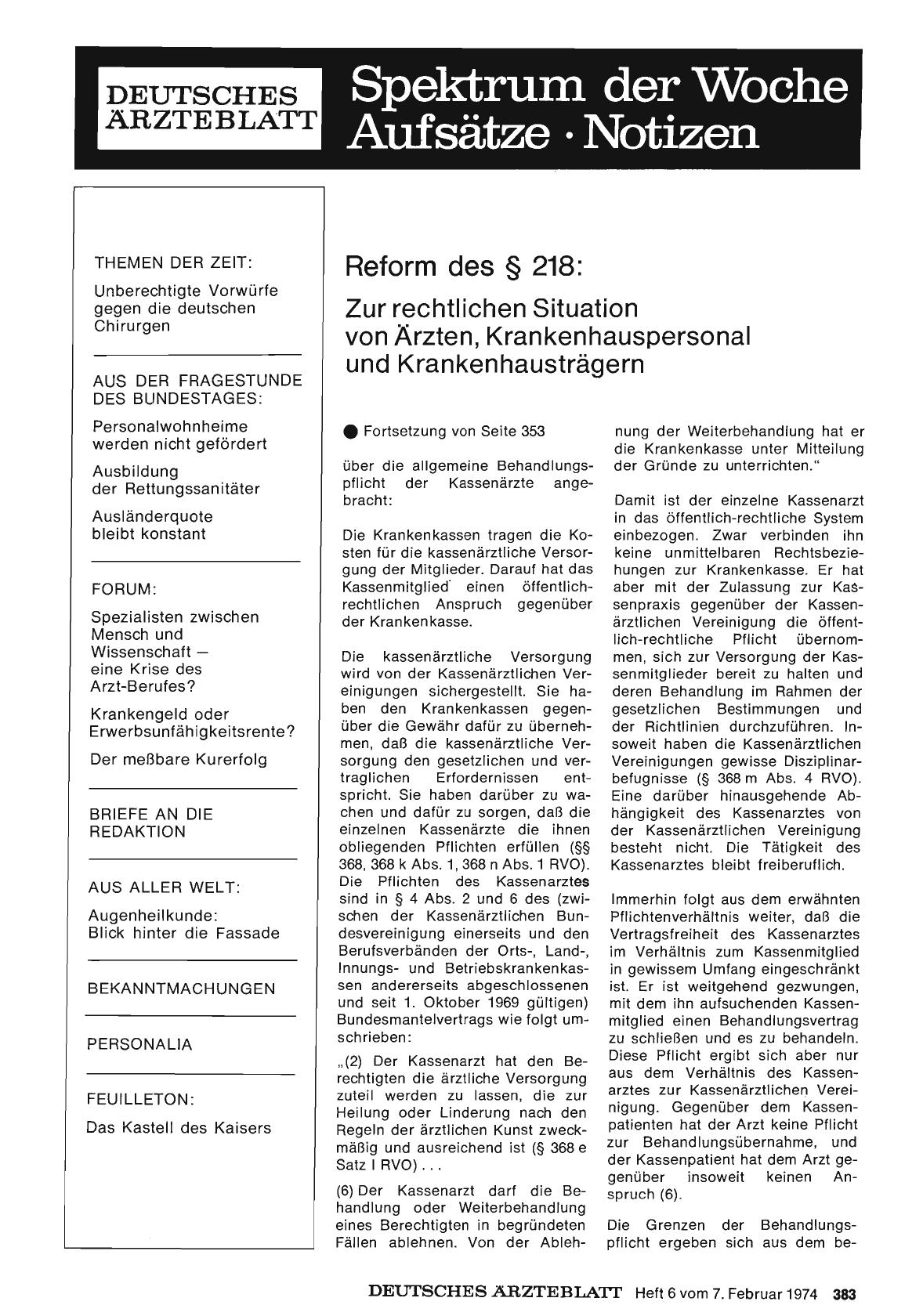 Vorschauseite 1: Reform des § 218: Zur rechtlichen Situation von Ärzten, Krankenhauspersonal und Krankenhausträgern (Teil 2)