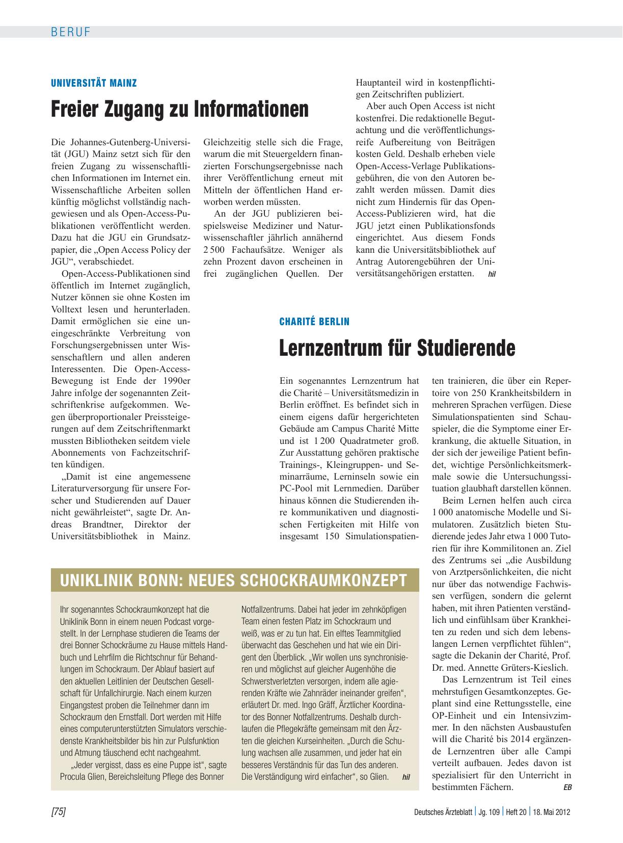 Vorschauseite 1: Charité Berlin: Lernzentrum für Studierende