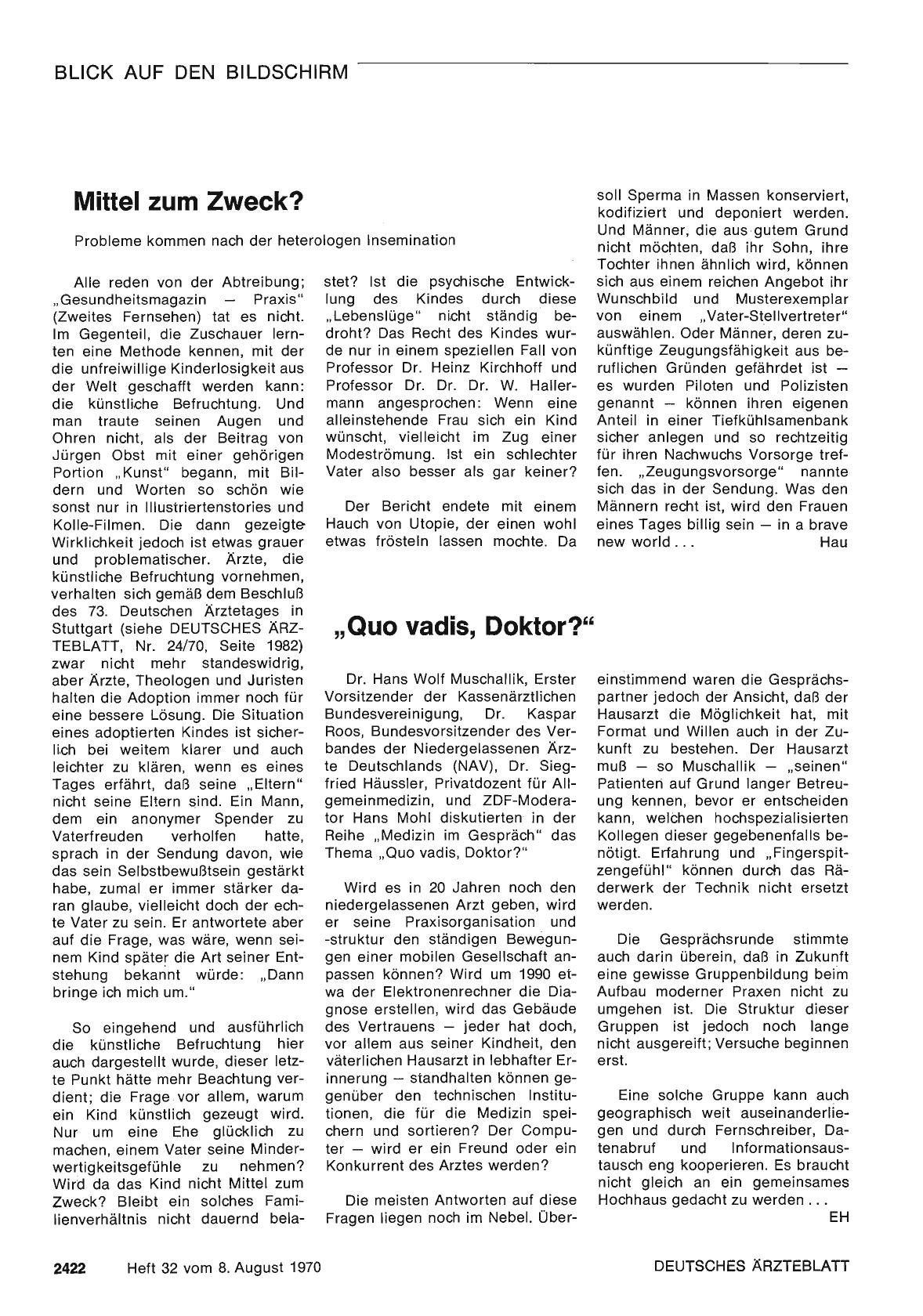 Vorschauseite 1: „Quo vadis, Doktor? "