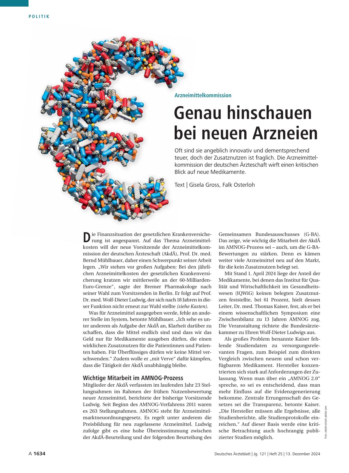 Vorschauseite 1: Arzneimittelkommission: Genau hinschauen bei neuen Arzneien