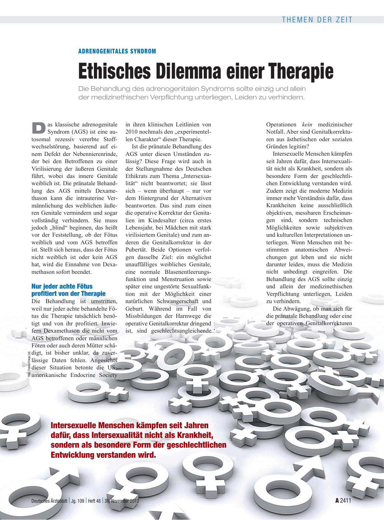 Vorschauseite 1: Adrenogenitales Syndrom: Ethisches Dilemma einer Therapie