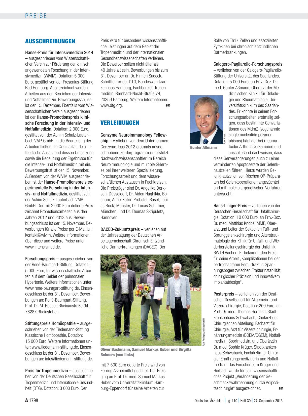 Vorschauseite 1: Verleihungen