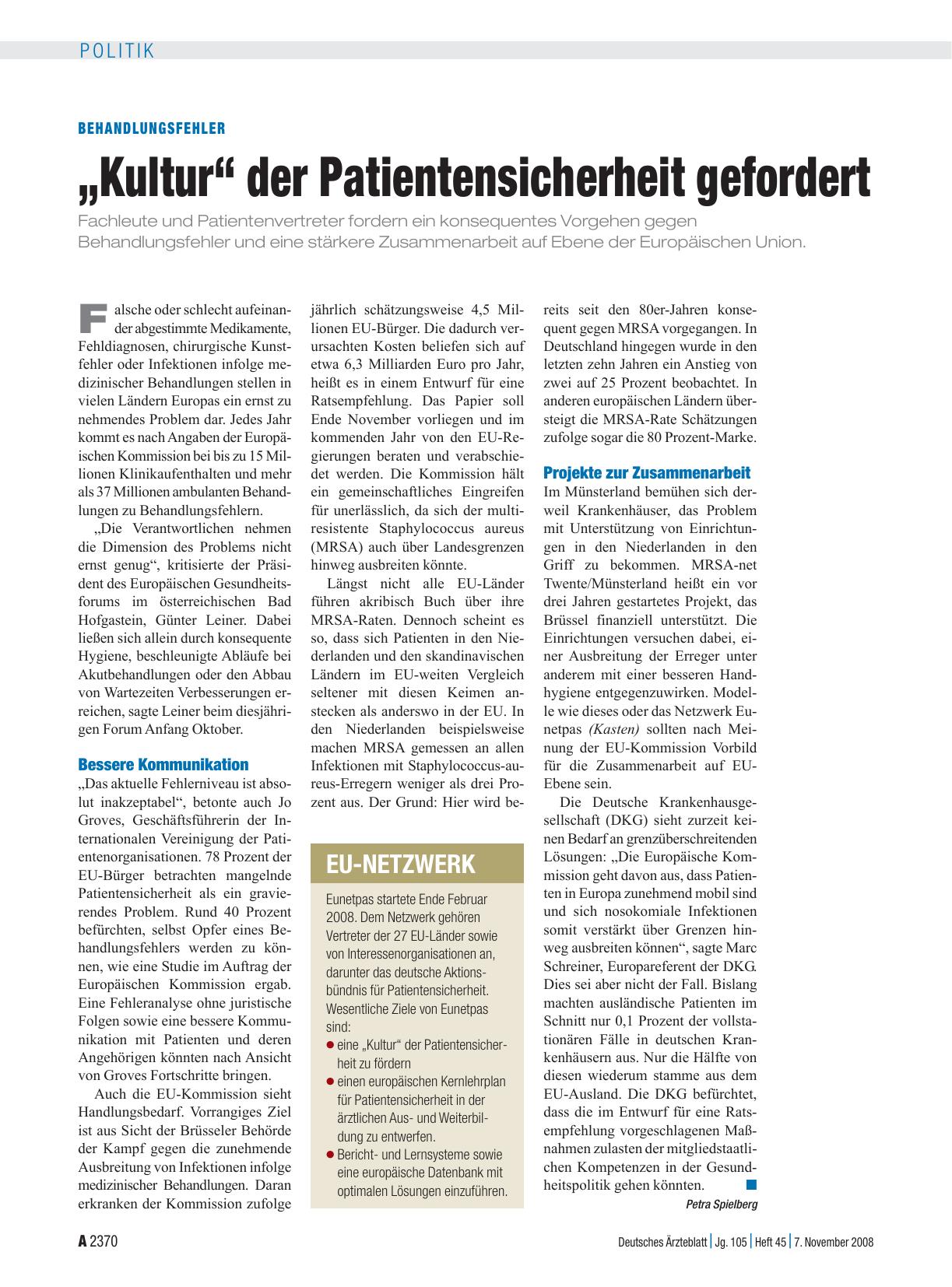 Vorschauseite 1: Behandlungsfehler: „Kultur“ der Patientensicherheit gefordert