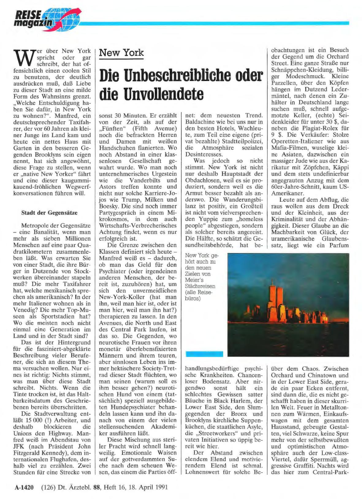Vorschauseite 1: New York: Die Unbeschreibliche oder die Unvollendete
