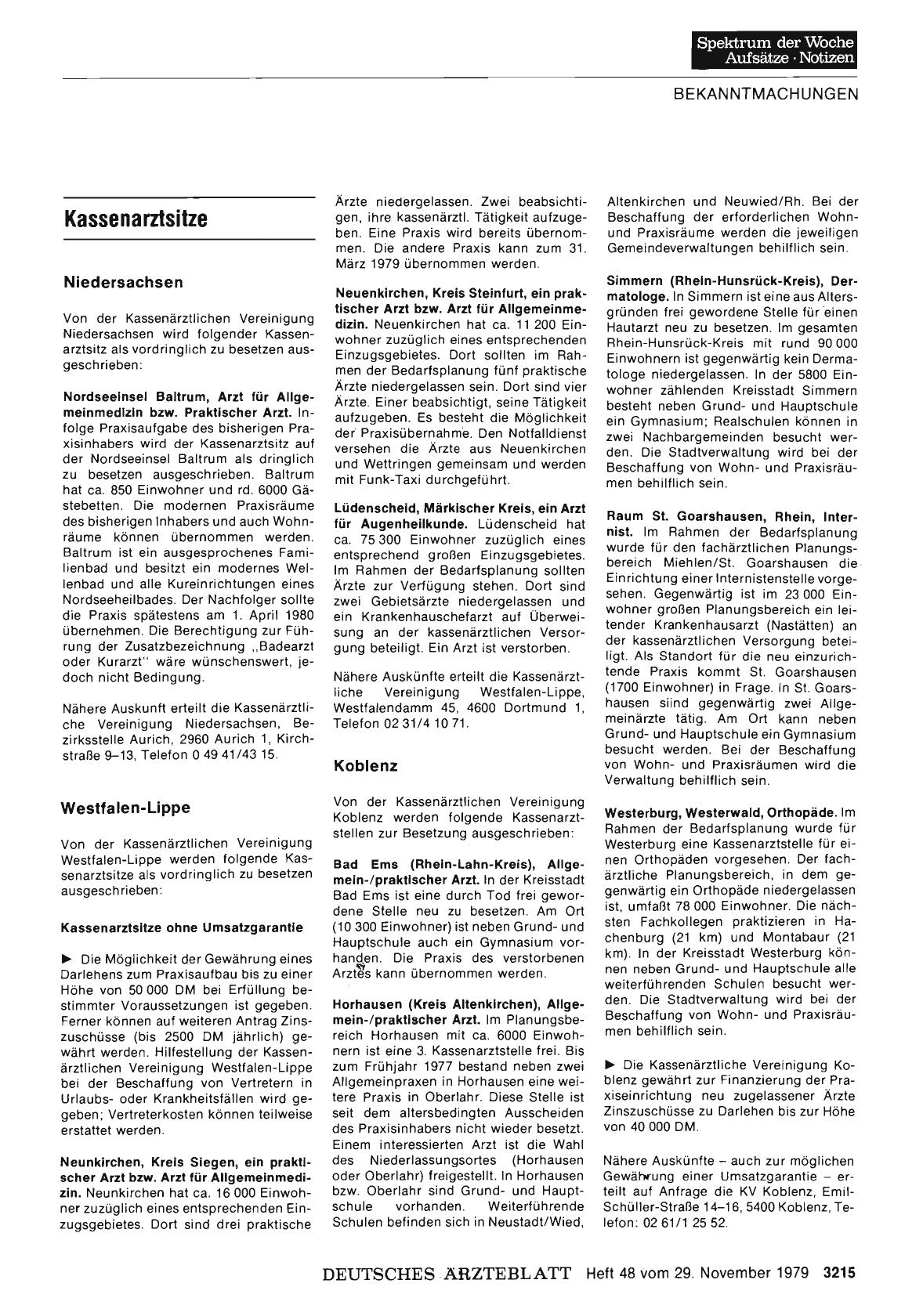 Vorschauseite 1: Kassenarztsitze