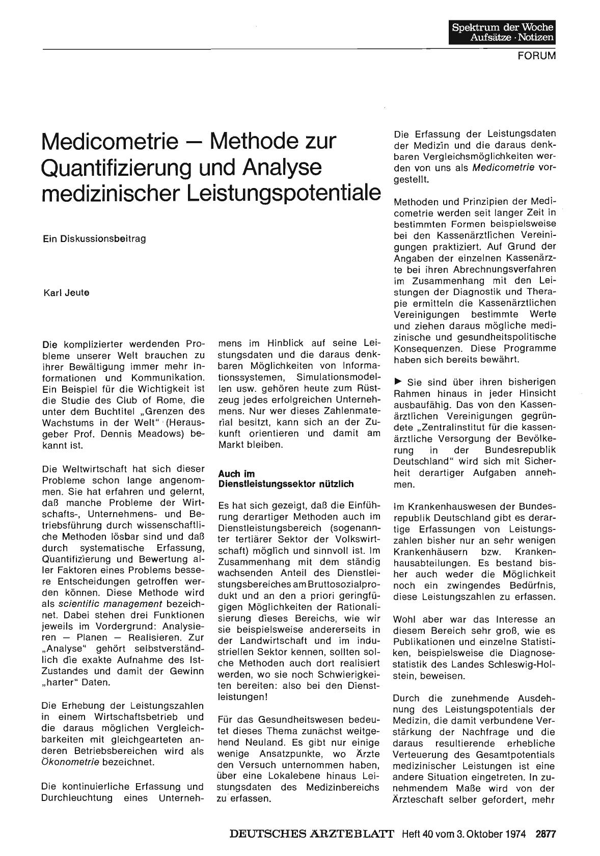 Vorschauseite 1: Medicometrie — Methode zur Quantifizierung und Analyse medizinischer Leistun