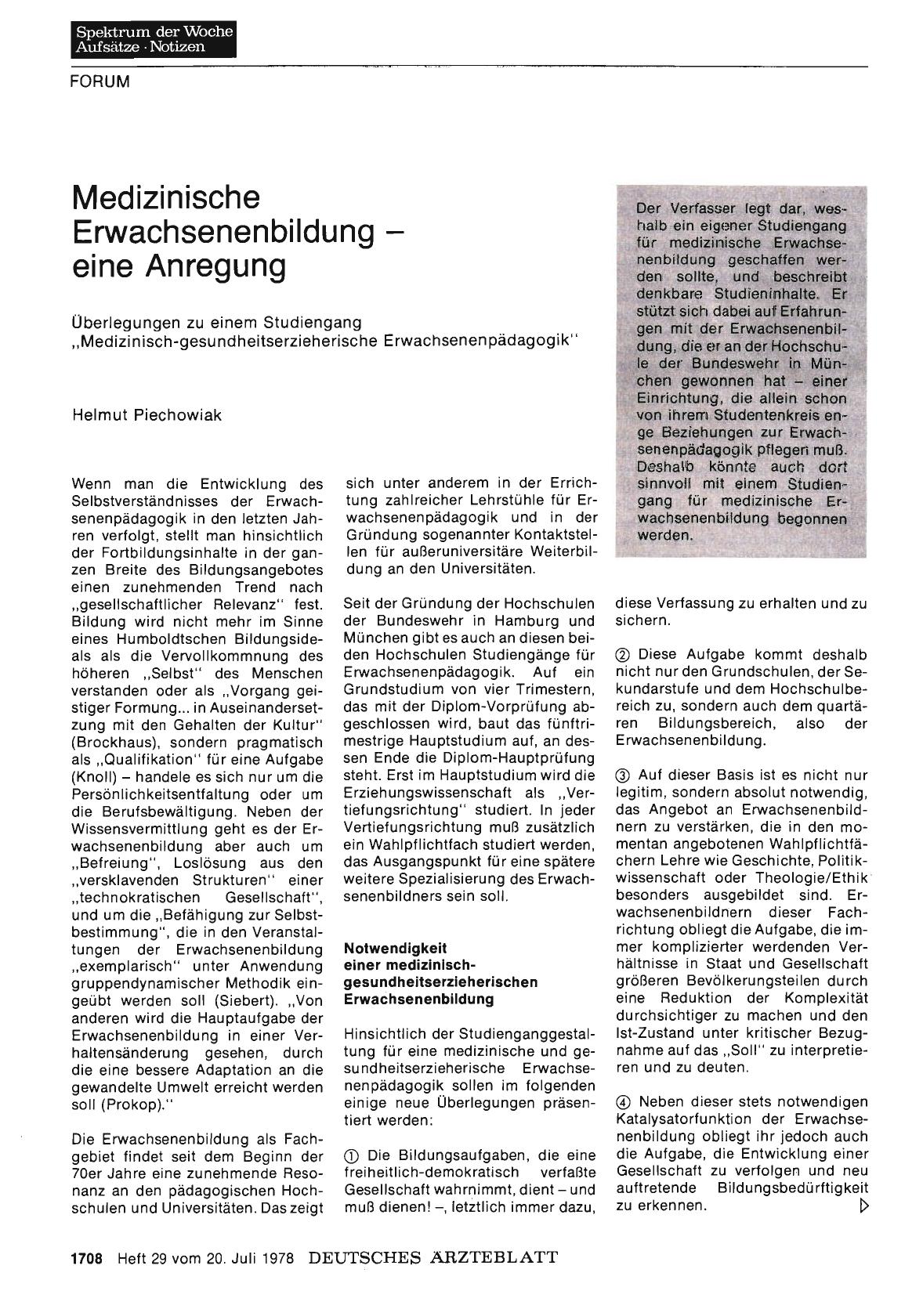 Vorschauseite 1: Medizinische Erwachsenenbildung — eine Anregung