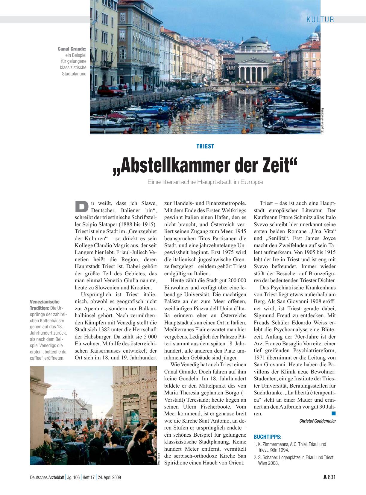 Vorschauseite 1: Triest: „Abstellkammer der Zeit“