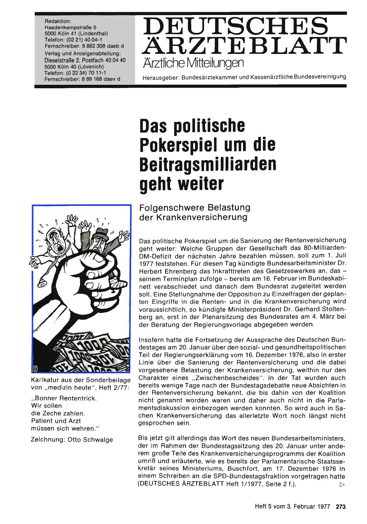 Vorschauseite 1: Das politische Pokerspiel um die Beitragsmilliarden geht weiter
