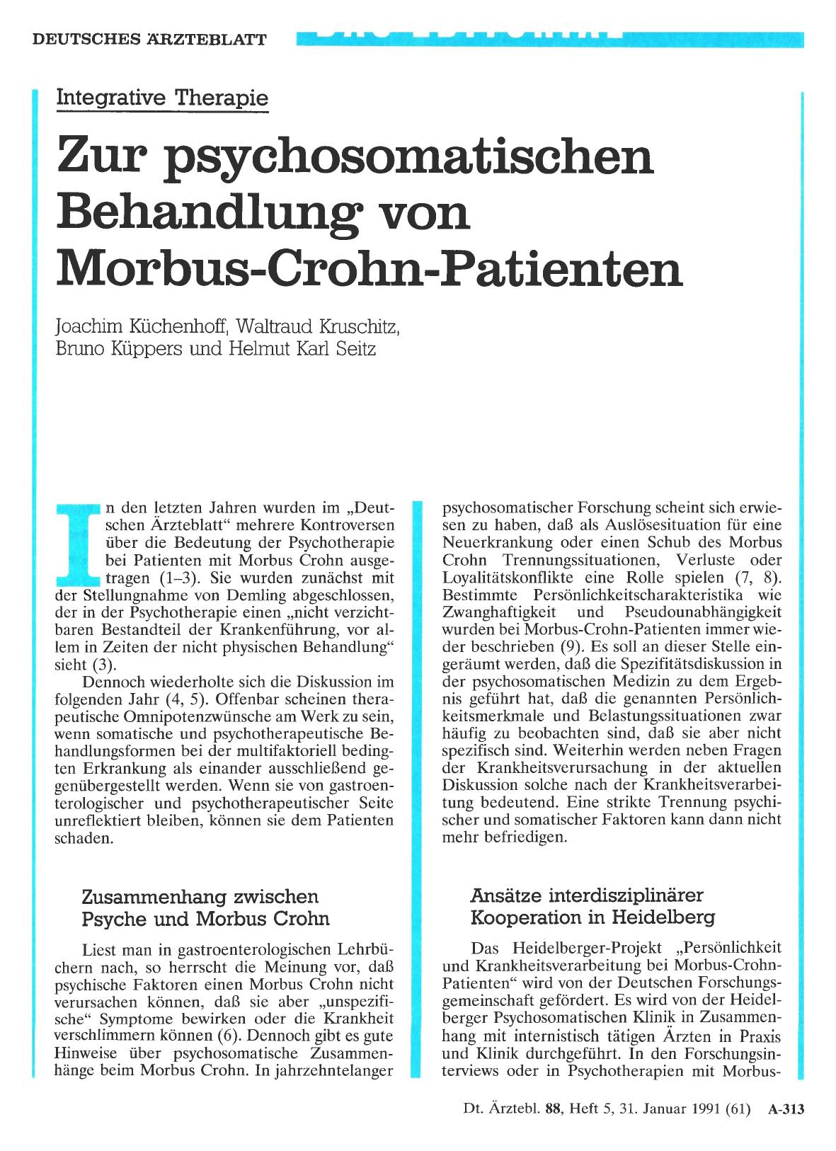 Vorschauseite 1: Integrative Therapie: Zur psychosomatischen Behandlung von Morbus-Crohn-Patienten