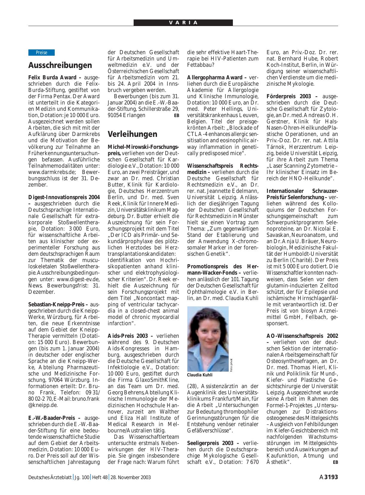 Vorschauseite 1: Ausschreibungen