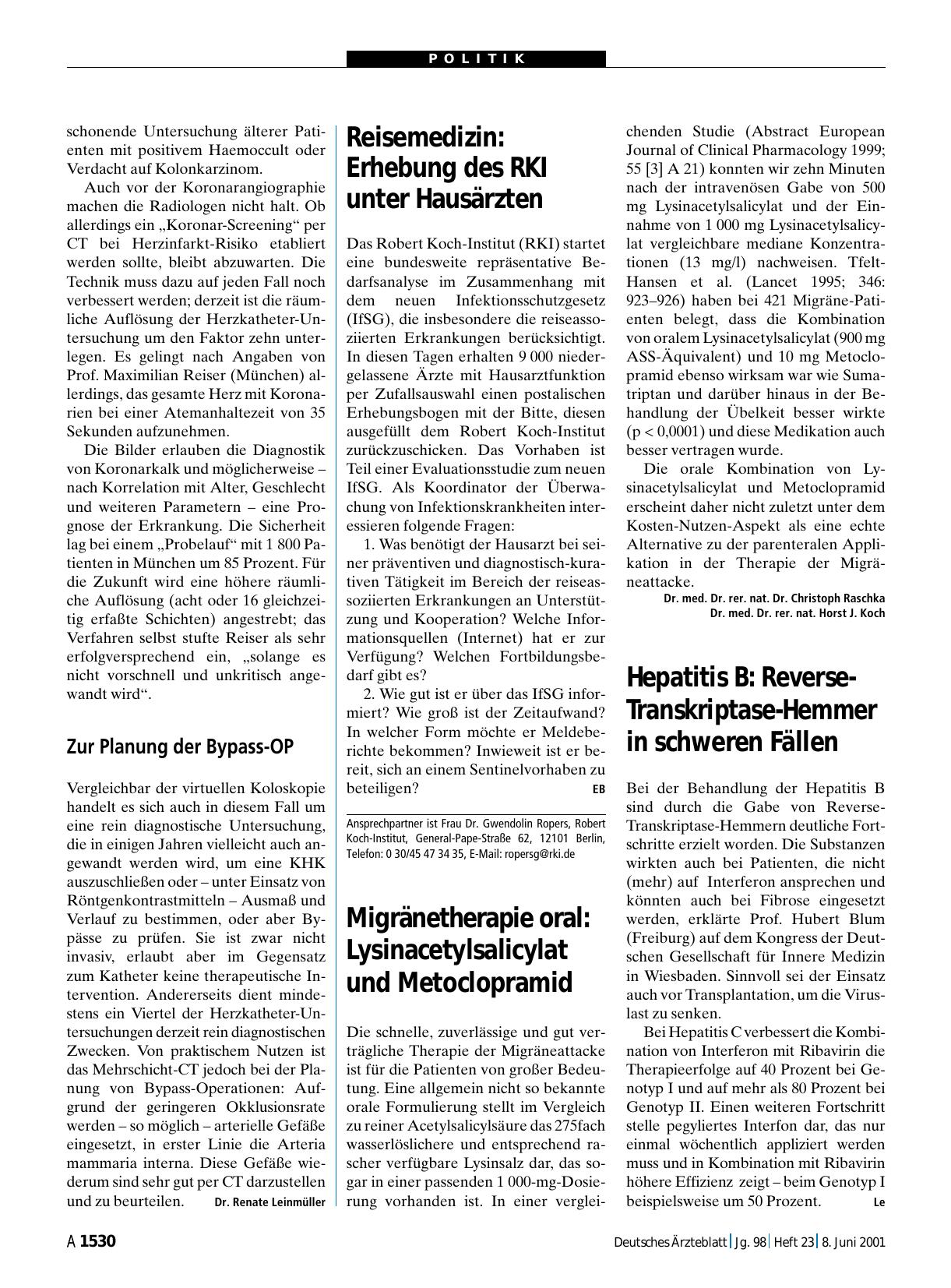 Vorschauseite 1: Migränetherapie oral: Lysinacetylsalicylat und Metoclopramid