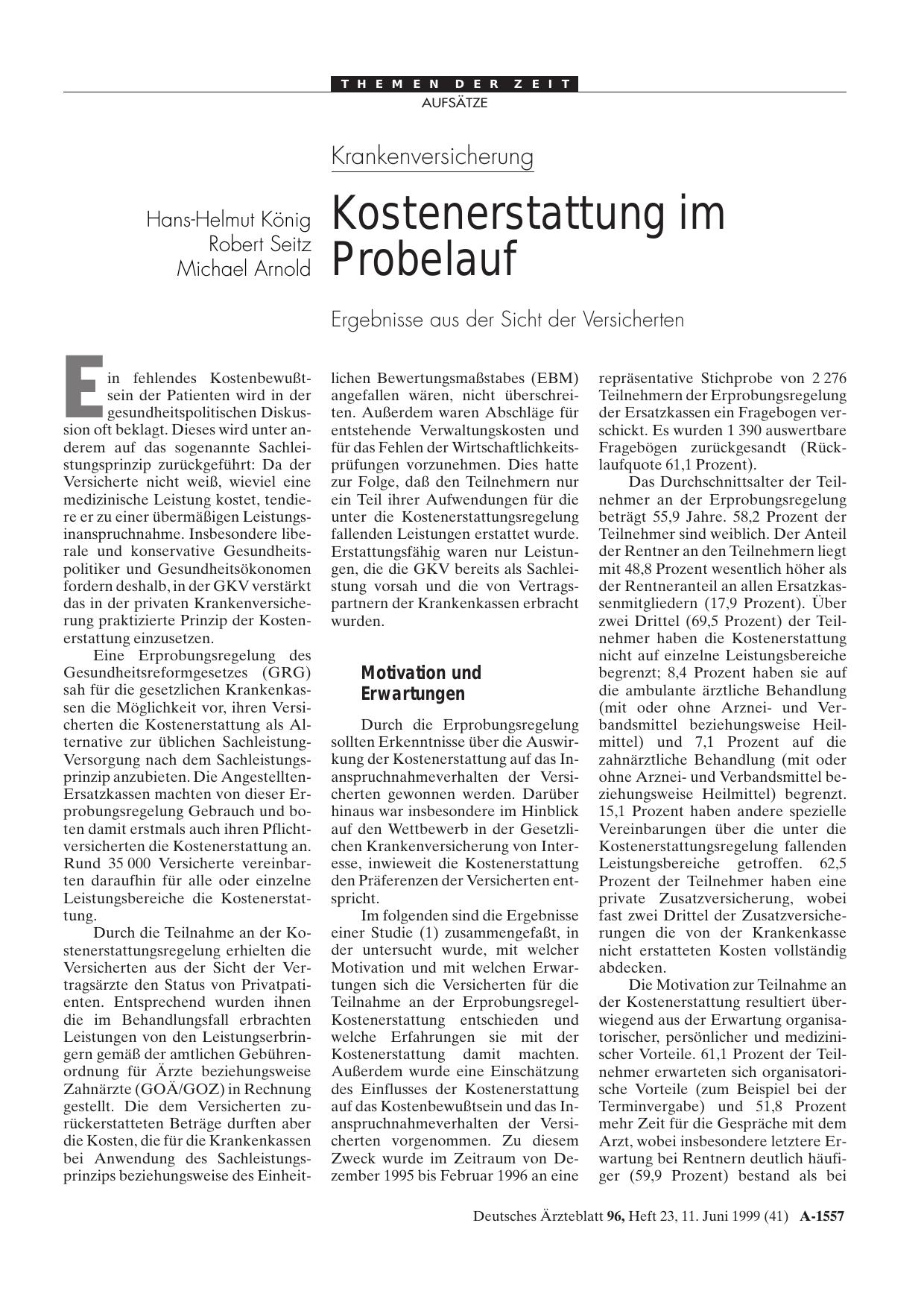 Vorschauseite 1: Krankenversicherung: Kostenerstattung im Probelauf