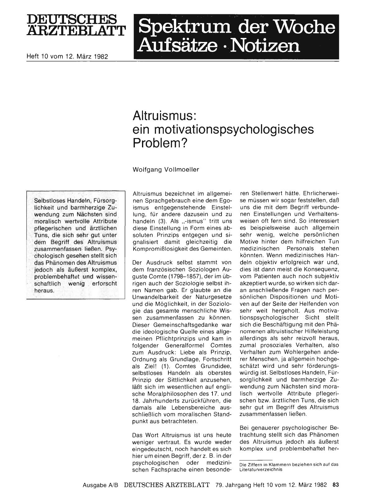 Vorschauseite 1: Altruismus: ein motivationspsychologisches Problem?