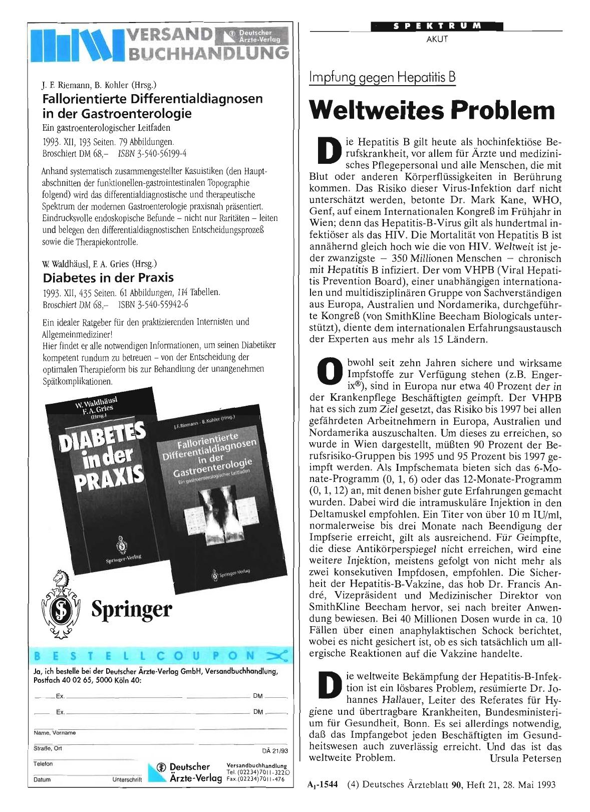 Vorschauseite 1: Impfung gegen Hepatitis B: Weltweites Problem