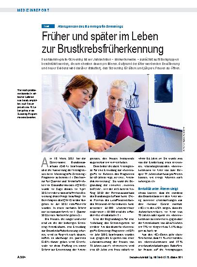 Vorschauseite 1: Altersgrenzen des Mammografie-Screenings: Früher und später im Leben zur Brustkrebsfrüherkennung