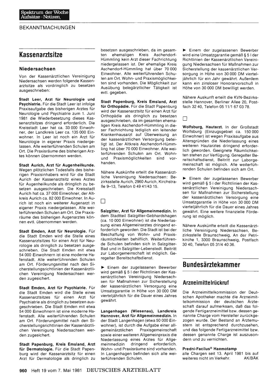 Vorschauseite 1: Kassenarztsitze
