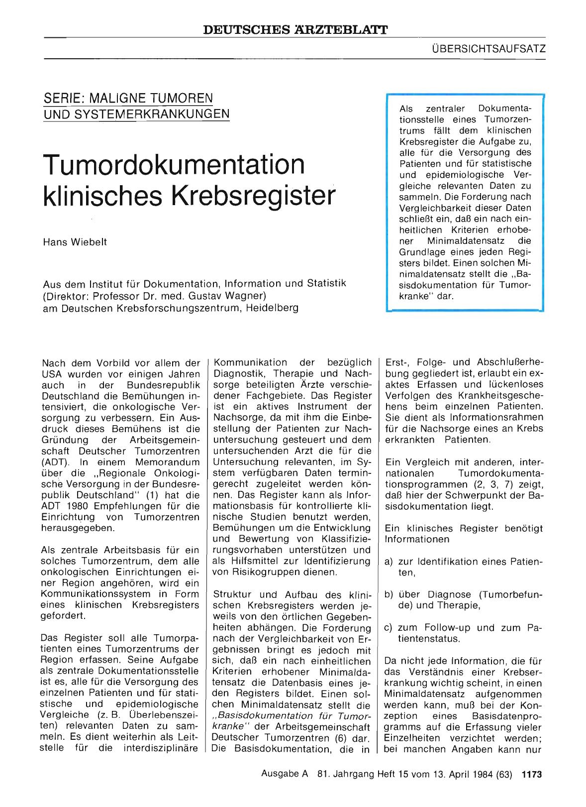 Vorschauseite 1: Tumordokumentation klinisches Krebsregister