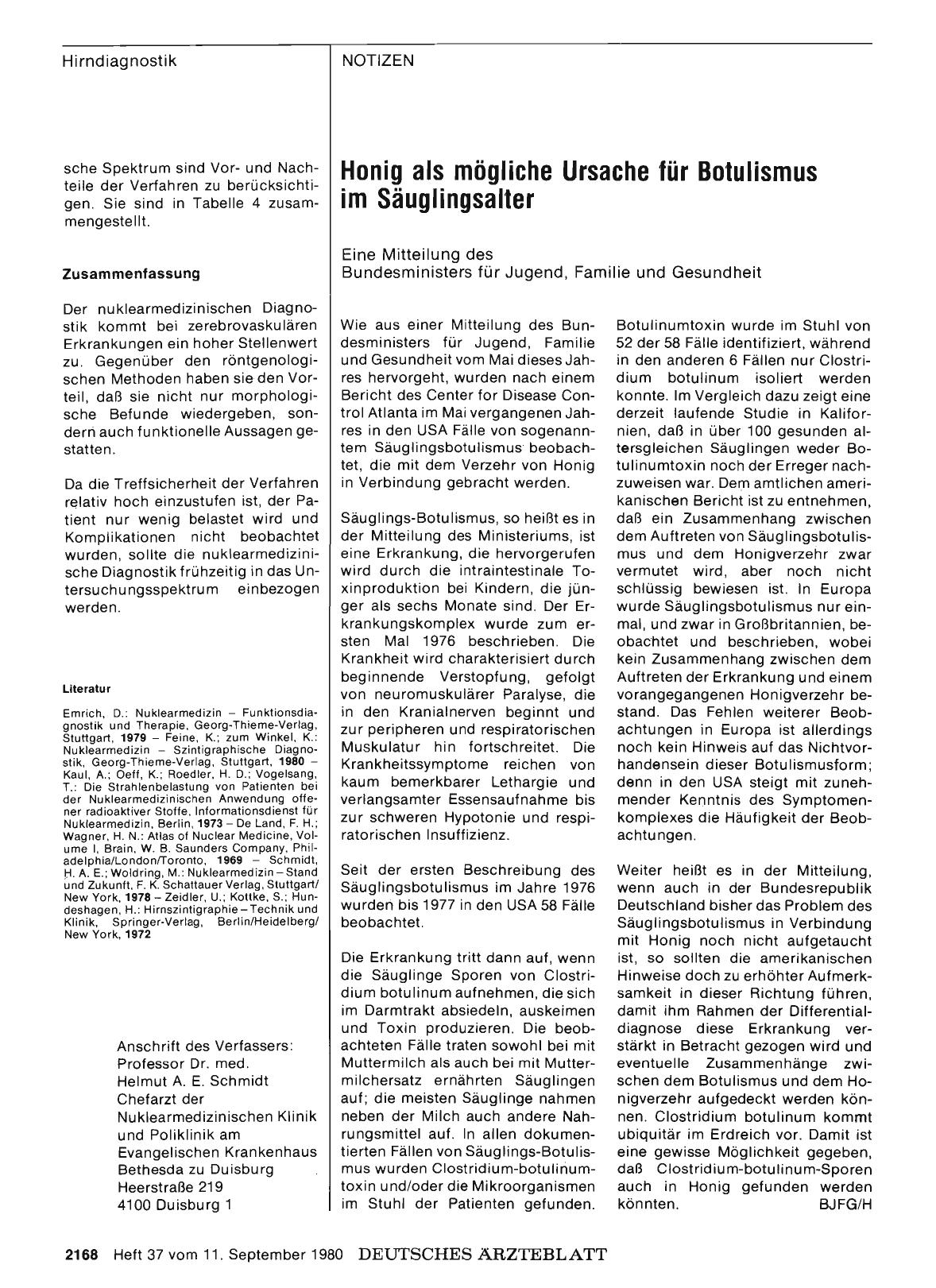 Vorschauseite 1: Honig als mögliche Ursache für Botulismus im Säuglingsalter: Eine Mitteilung des Bundesministers für Jugend, Familie und Gesundheit