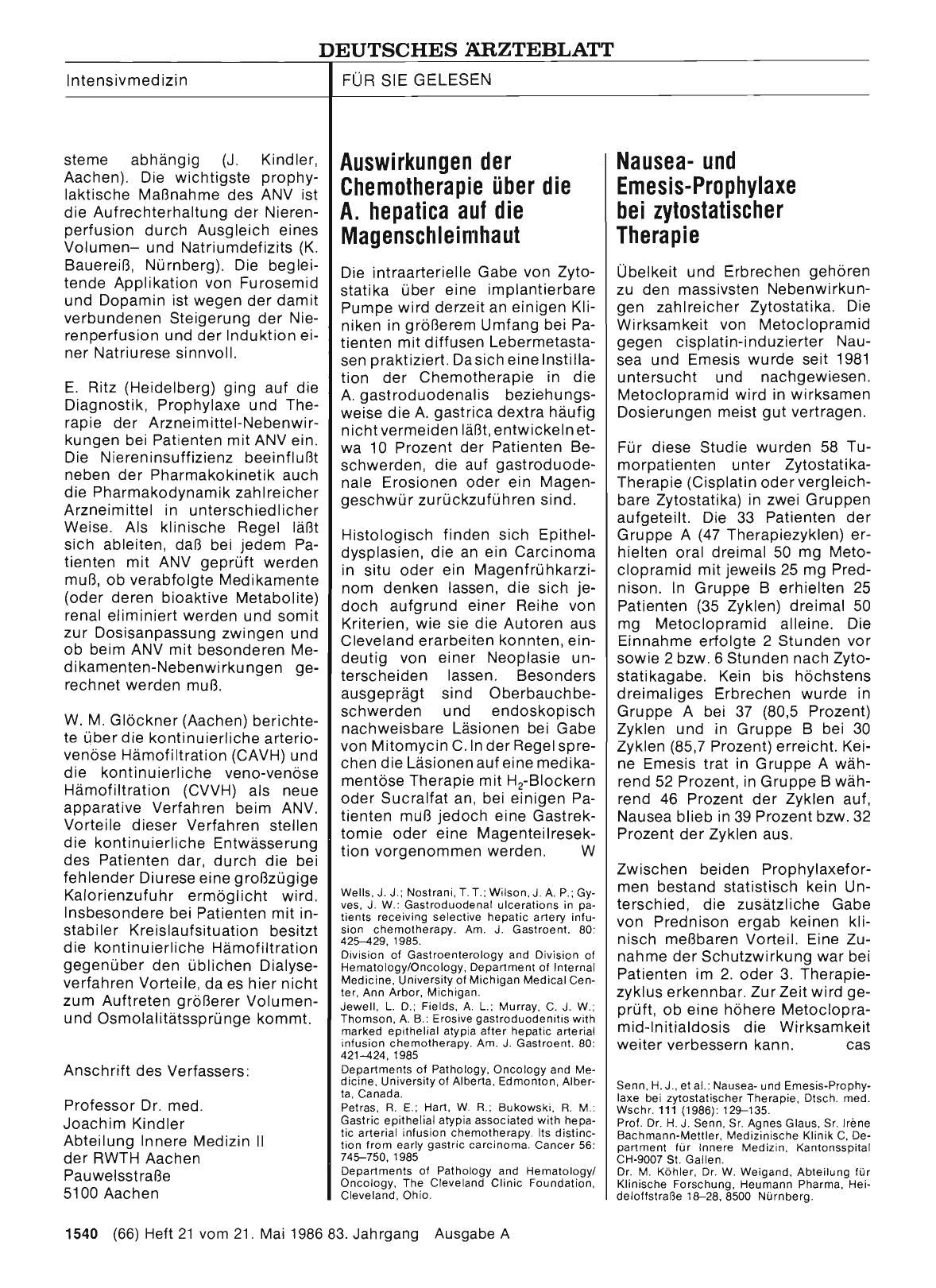 Vorschauseite 1: Nauseaund Emesis-Prophylaxe bei zytostatischer Therapie