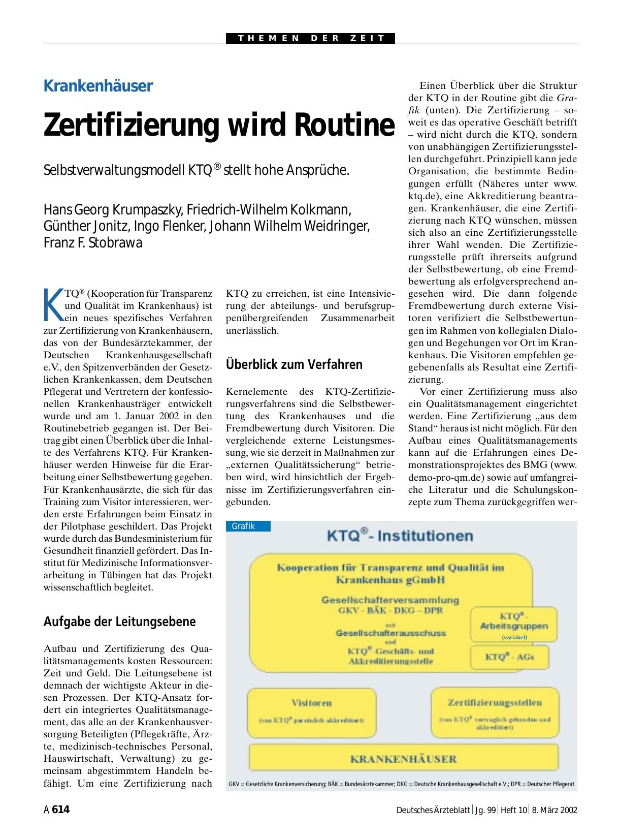 Vorschauseite 1: Krankenhäuser: Zertifizierung wird Routine