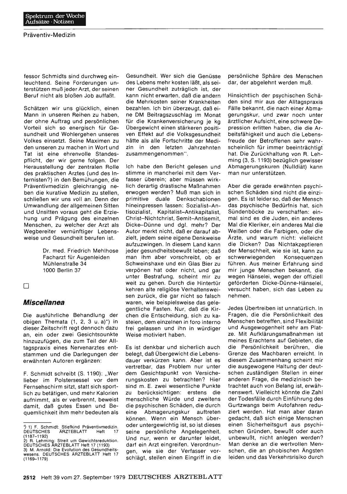 Vorschauseite 1: Stiefkind Präventiv-Medizin: Miscellanea