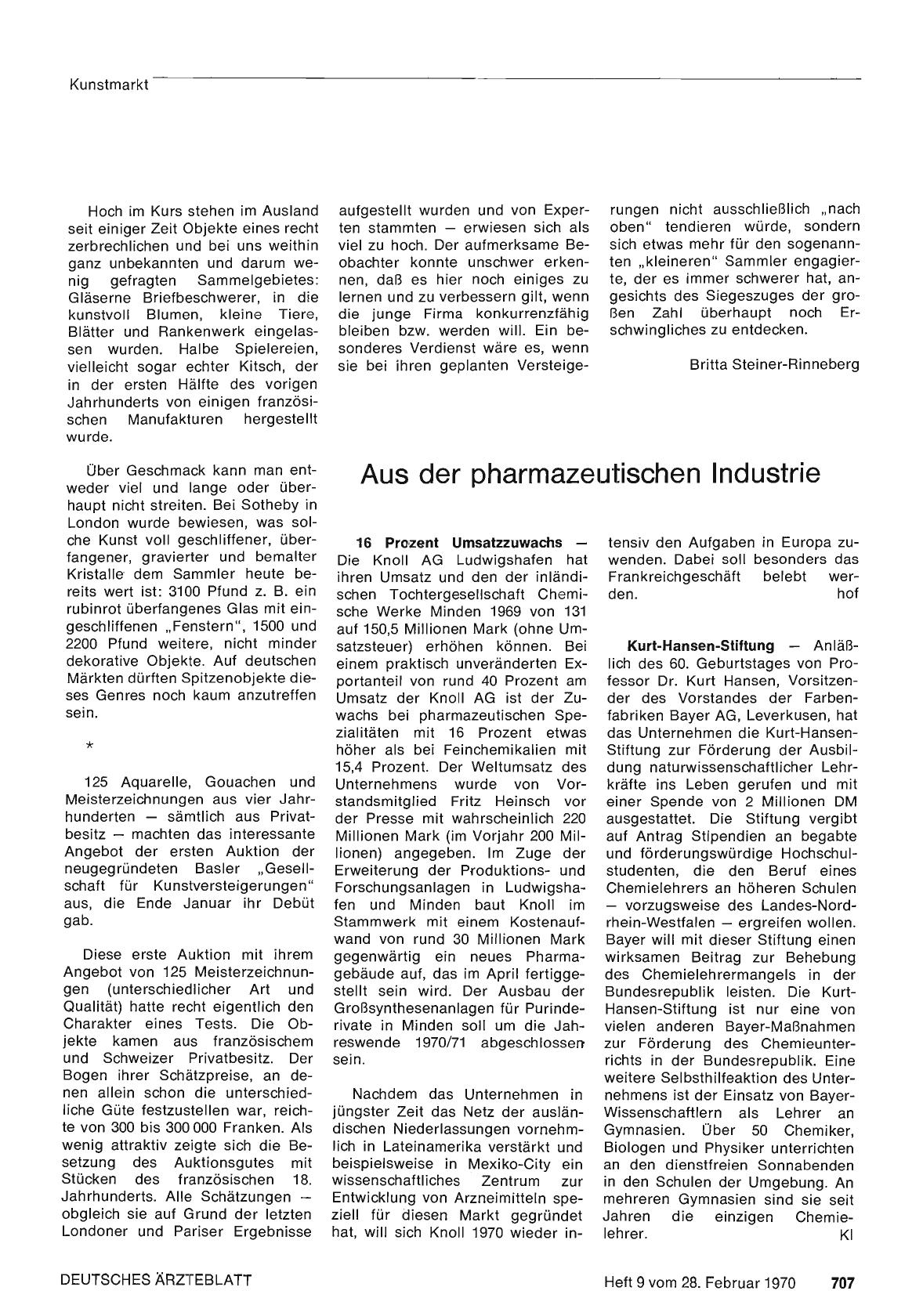 Vorschauseite 1: Aus der pharmazeutischen Industrie