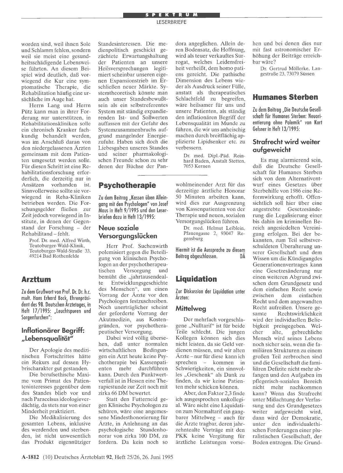 Vorschauseite 1: Arzttum: Inflationärer Begriff: „Lebensqualität“
