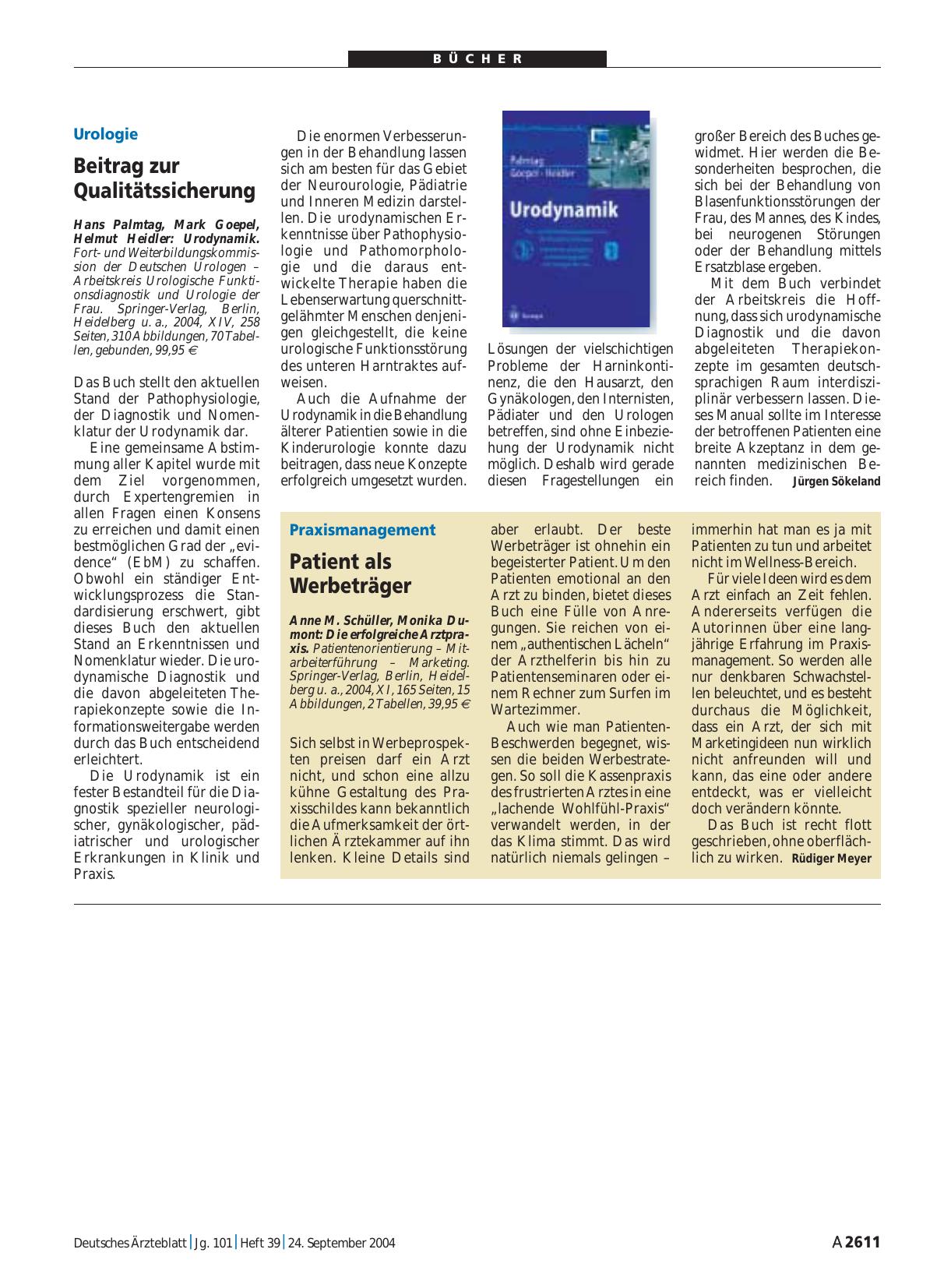 Vorschauseite 1: Urodynamik. Fortund Weiterbildungskommission der Deutschen Urologen – Arbeitskreis Urologische Funktionsdiagnostik und Urologie der Frau