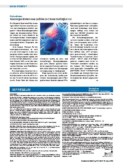 Vorschauseite 1: Erbkrankheiten: Neurologen stellen neue Leitlinie zu Chorea Huntington vor