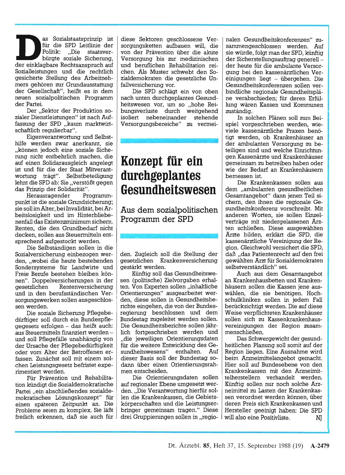 Vorschauseite 1: Konzept für ein durchgeplantes Gesundheitswesen: Aus dem sozialpolitischen Programm der SPD