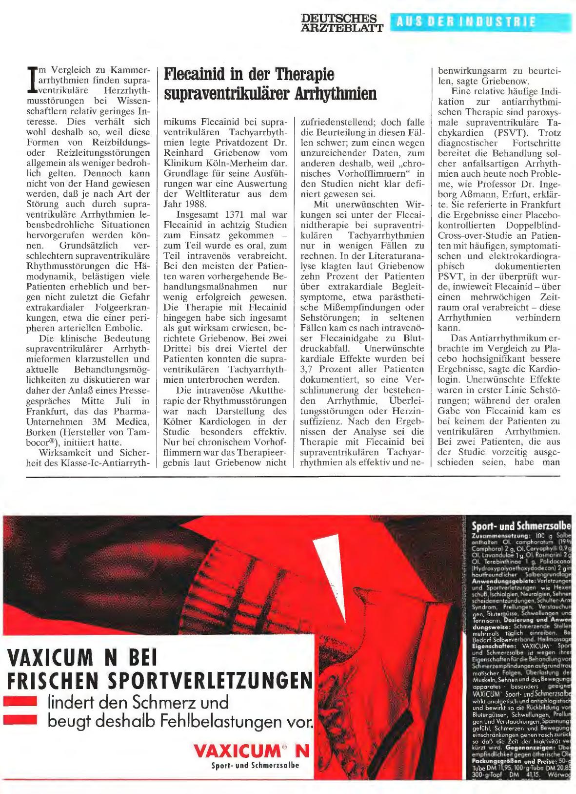 Vorschauseite 1: Flecainid in der Therapie supraventrikulärer Arrhythmien