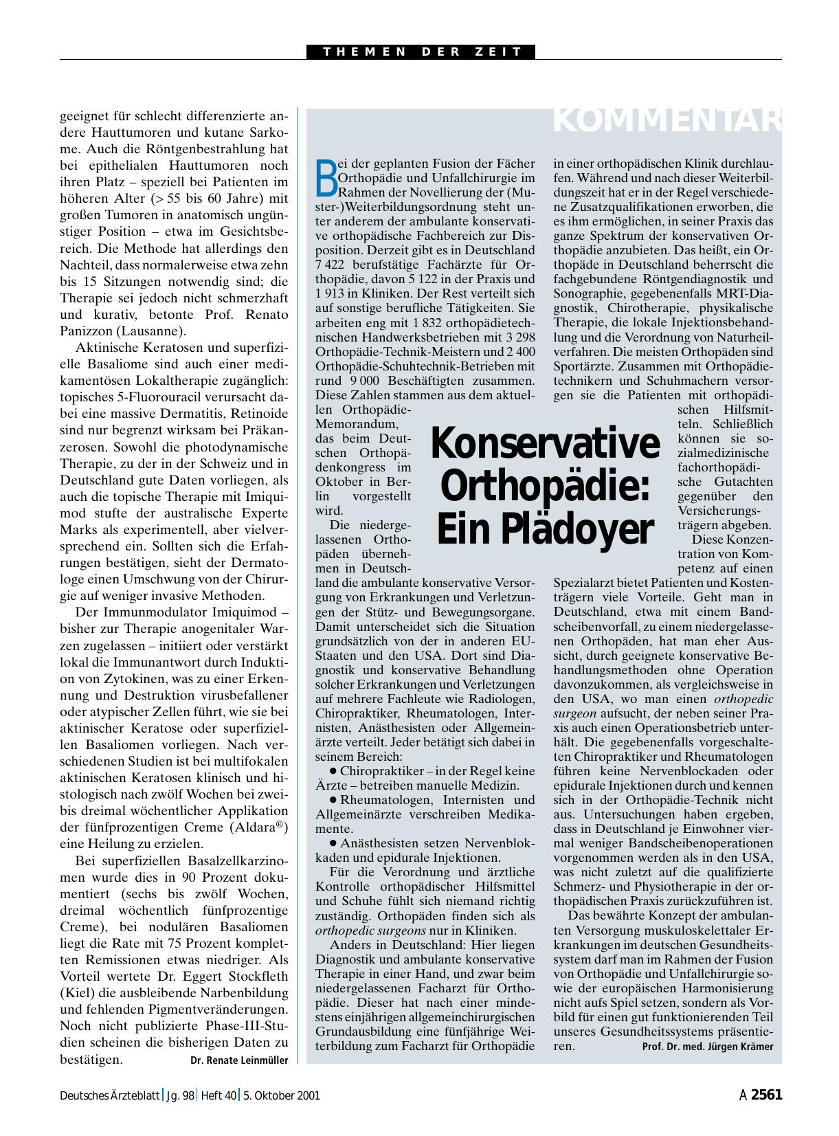 Vorschauseite 1: Konservative Orthopädie: Ein Plädoyer