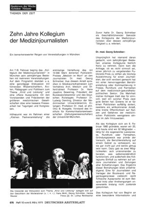 Vorschauseite 1: Zehn Jahre Kollegium der Medizinjournalisten