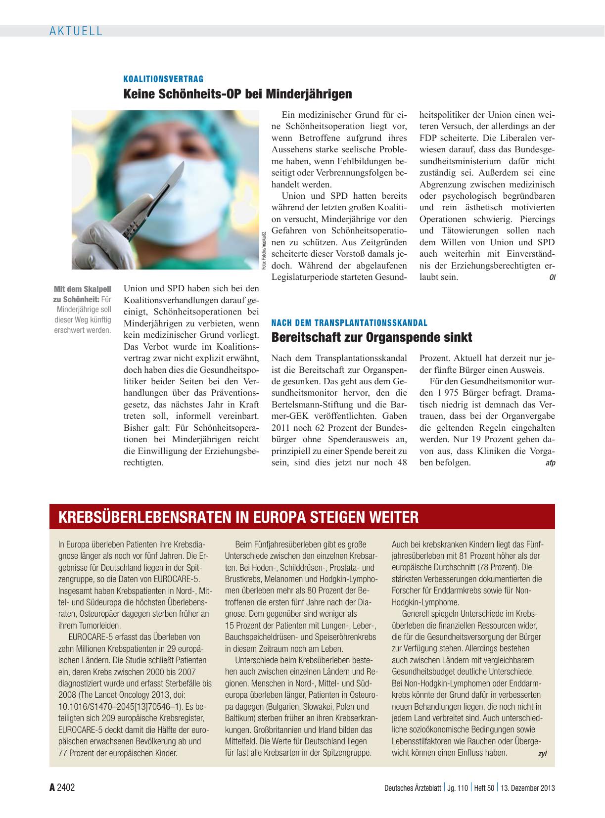 Vorschauseite 1: Koalitionsvertrag: Keine Schönheits-OP bei Minderjährigen