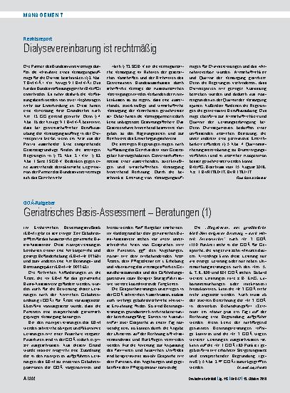 Vorschauseite 1: Rechtsreport: Dialysevereinbarung ist rechtmäßig