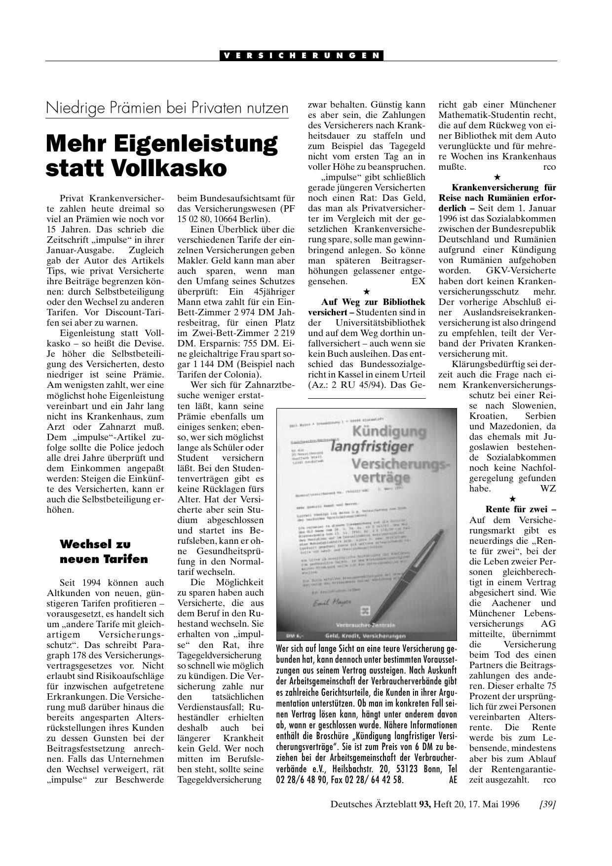 Vorschauseite 1: Kündigung langfristiger Versicherungsverträge