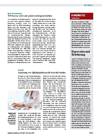 Vorschauseite 1: E-Health: Erprobung von Digitalprojekten sollte honoriert werden