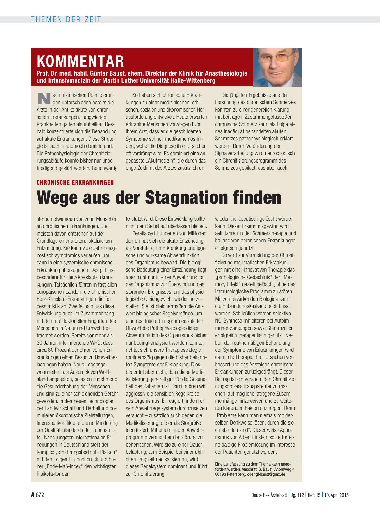 Vorschauseite 1: Chronische Erkrankungen: Wege aus der Stagnation finden