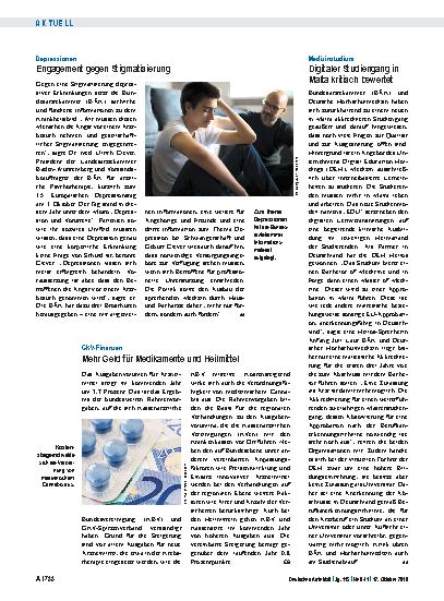 Vorschauseite 1: Depressionen: Engagement gegen Stigmatisierung