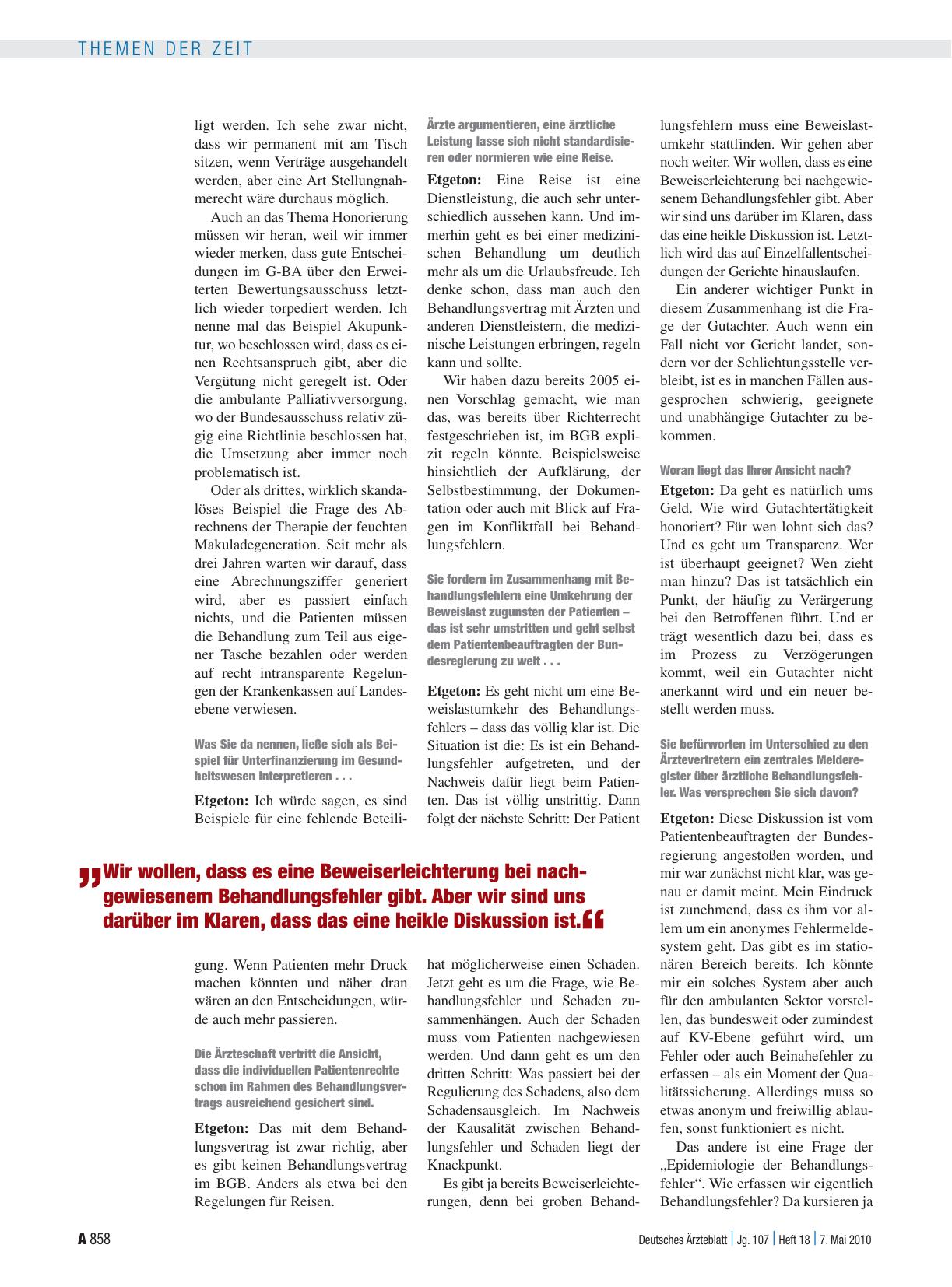 Vorschauseite 2: Interview mit Dr. Stefan Etgeton, Referatsleiter Gesundheit beim Verbraucherzentrale-Bundesverband: „Die Zeit ist reif. .. “