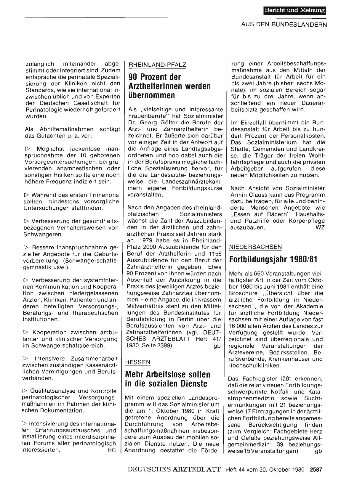 Vorschauseite 1: NIEDERSACHSEN: Fortbildungsjahr 1980/81