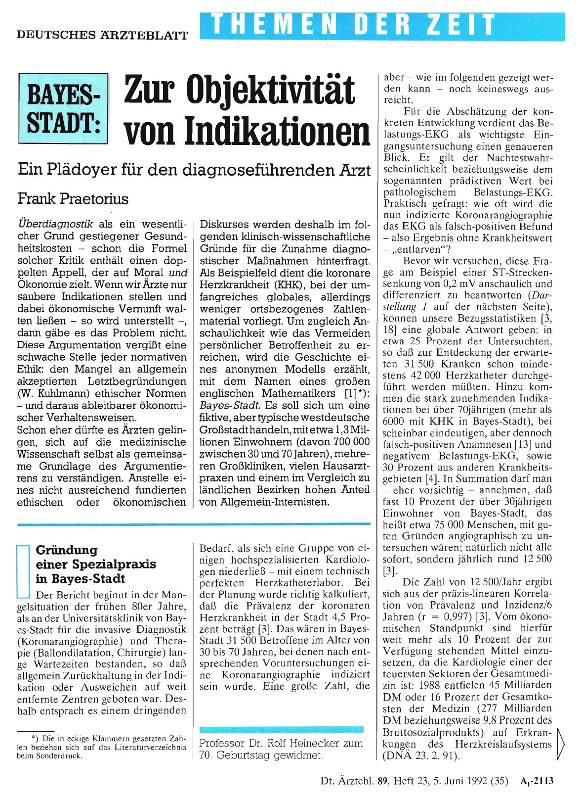 Vorschauseite 1: BAYESSTADT: Zur Objektivität von Indikationen